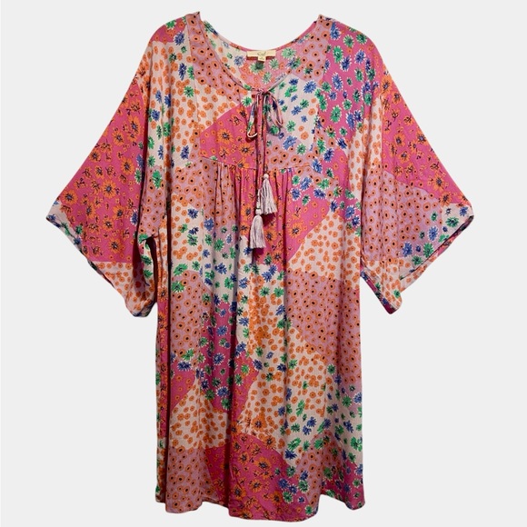 NWT Easel LA Multicolor Boho Floral Patchwork Dress/Tunic Top Oversized Small - Picture 2 of 10